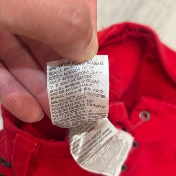 Edikted Red Lace-Up Flare Jeans FIRE ENGINE SIZE MEDIUM - Picture 6 of 10